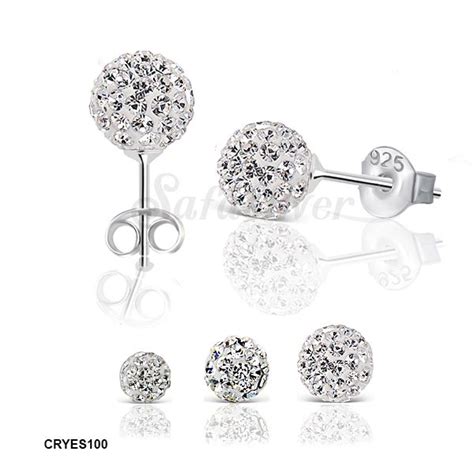 925 Sterling Silver Crystal Ball Stud Earrings Available In Size 5 Mm