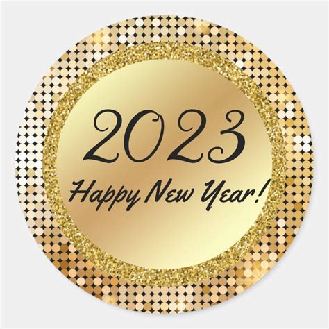 2023 Happy New Year Gold Lights Retro Disco Luxury Classic Round