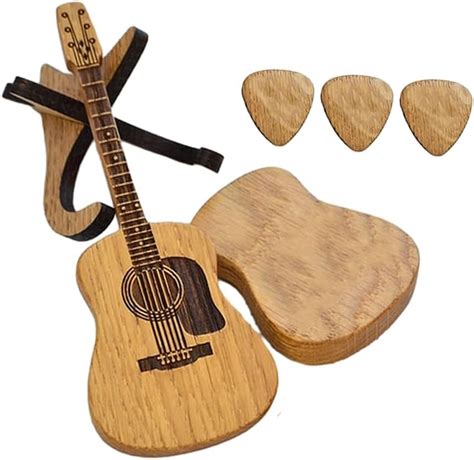 Amazon Emboadlie Wooden Acoustic Guitar Pick Box With Stand