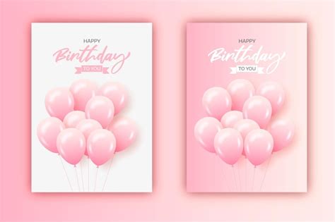 Premium Vector | Happy birthday card decoration with the pink balloon