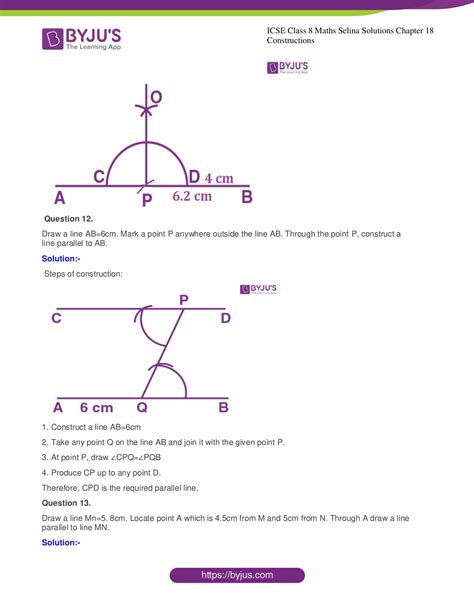 Selina Solutions Class 8 Concise Maths Chapter 18 Constructions Download Free Pdf