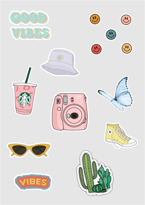 Aesthetic vibes adesivos para impressão Diy Stickers Scrapbook