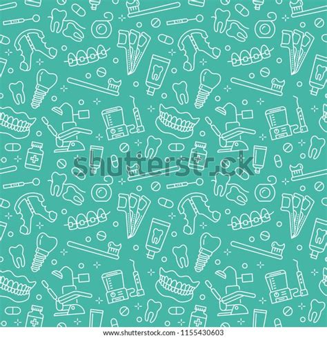 Dentist Orthodontics Blue Seamless Pattern Line Stock Vector Royalty