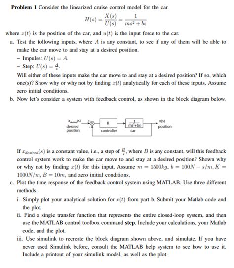 Solved H S Problem Consider The Linearized Cruise Chegg