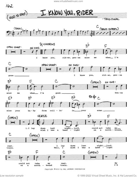 I Know You Rider Sheet Music Real Book With Lyrics PDF