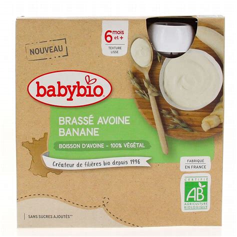 BABYBIO Desserts Végétaux Brassé avoine banane 6mois et plus 4x85g