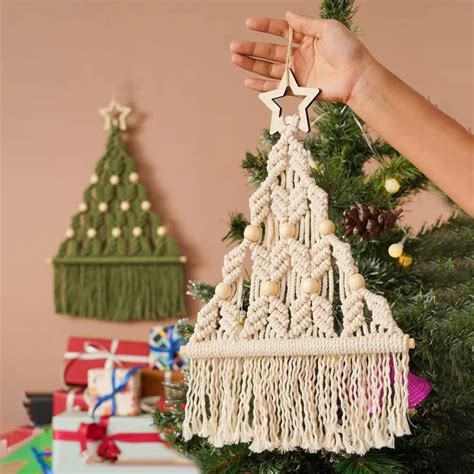 Nordic Christmas Tree Woven Macram Tape Aria Boho Borla Wall Hanging