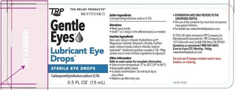 Dailymed Gentle Eyes Lubricant Eye Drops Carboxymethylcellulose Sodium Solution Drops