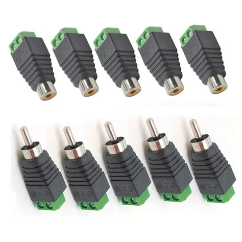 Mayitr 10Pcs Speaker Wire Cable to Male + Female RCA Connector Adapter ...