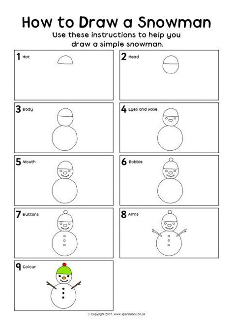 How To Draw A Snowman Instructions Sheet SB12147 SparkleBox Journal