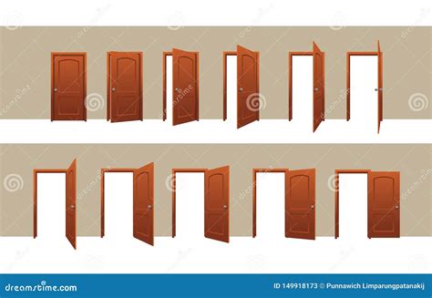 Door Opening Motion Sequence Animation Set Vector Stock Vector