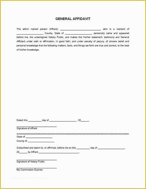 Free General Affidavit Template Of Sample Affidavit Forms