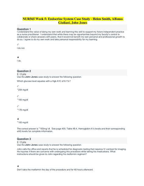 Nur565 Week 5 Endocrine System Case Study Helen Smith Alfonso