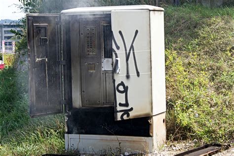 Brand Eines Verteilerkastens Einer Ampelanlage