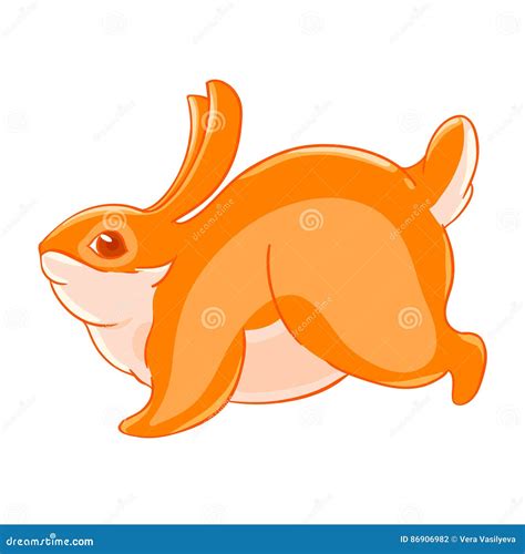 Cute Cartoon Red Rabbit Runs Away Stock Vector Illustration Of Glad