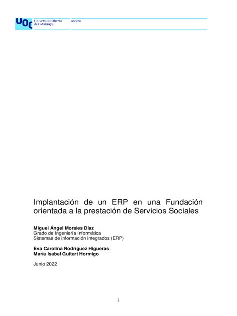 Completable En L Nea Openaccess Uoc Implantacin De Un Erp En Una