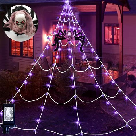 Halloween Decoration Outdoor Giant Lighted Spider Web With