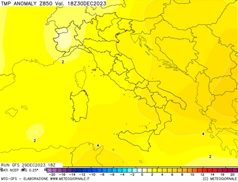 Modello Meteo Gfs Focus Italia Mappa Hpa Temp Anomaly Vs Cli No