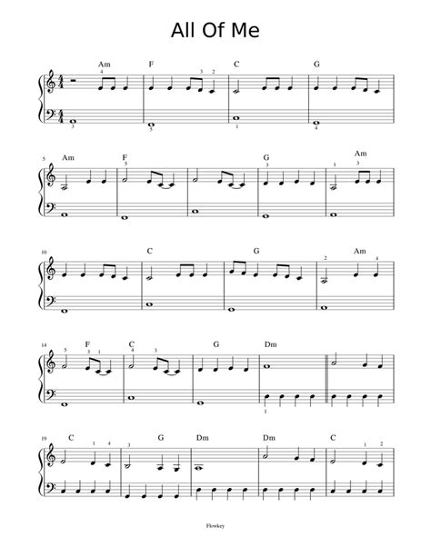 All Of Me Sheet Music For Piano Solo Easy