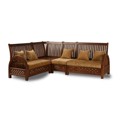 Happy Furniture Brown Wooden Sofa Set In Pure Kerala Forest Wood