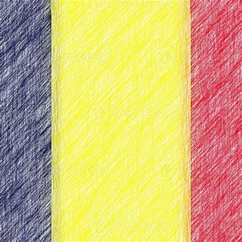 Chad Flag Pencil Painting Picture Chadic Emblem Shaded Drawing Canvas