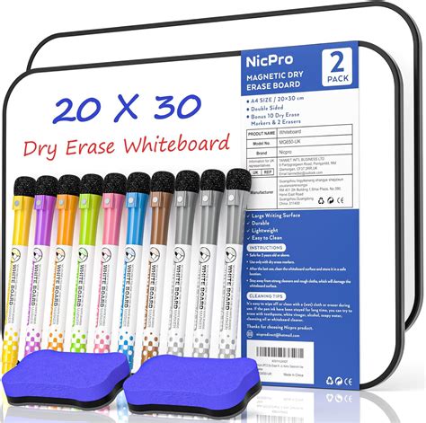 Nicpro Pcs Dry Erase Whiteboard A Double Sided X Cm White