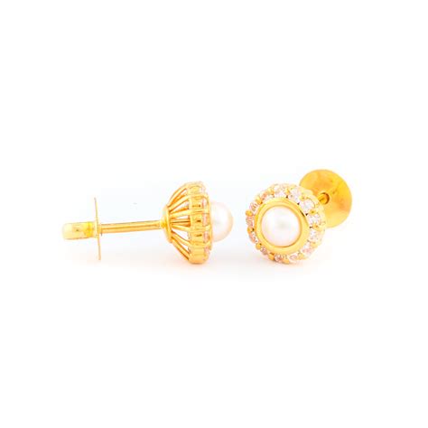 22kt Yellow Gold Ear Stud Es0001169 Swarnamahal Jewellers Ltd