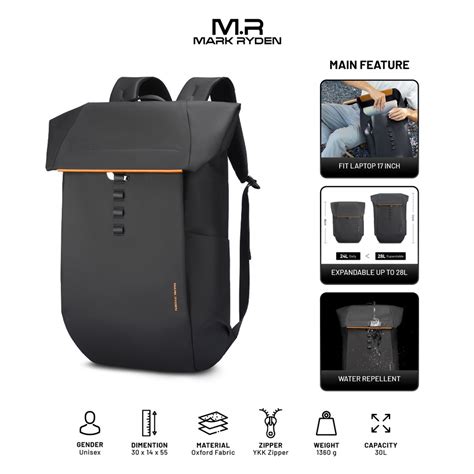 Jual Mark Ryden MR2975 Backpack Bag Tas Ransel Laptop 17 BLACK