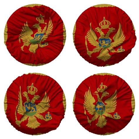 Montenegro Flag In Round Shape Isolated With Four Different Waving