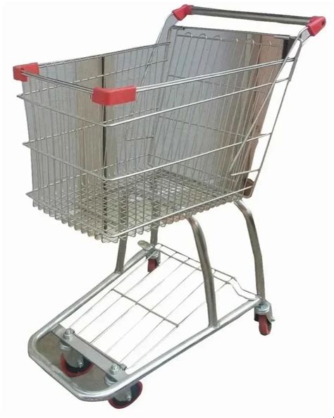 Four Wheel Stainless Steel Supermarket Trolley Load Capacity Kg