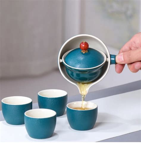 Portable Teaware Chinese Gongfu Kung Fu Tea Set Rotating Teapot