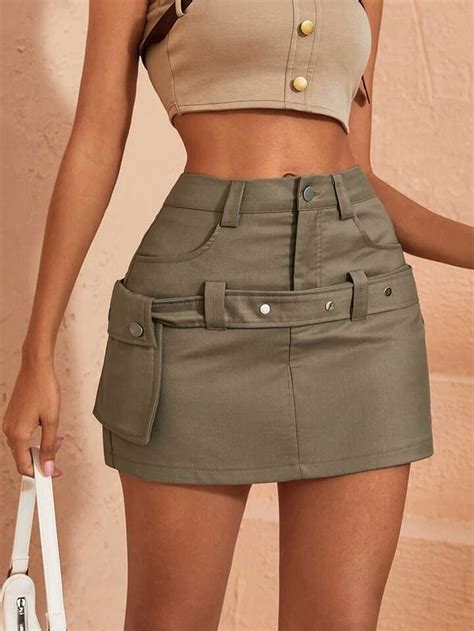 Y2k Belted Pockets Denim Cargo Mini Skirt As Picture L Artofit