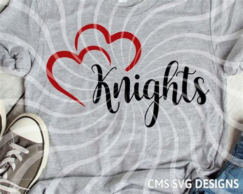 Knight Svg Knights Svg Knight Two Hearts Svg School Pride Mascot Cut