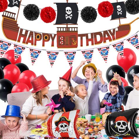 Hongfago 31 Pcs Pirate Birthday Party Decorations Birthday Balloons