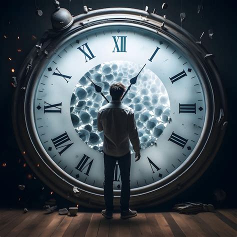 Foto De Un Hombre De Pie Frente A Un Gran Reloj Surrealismo Arte