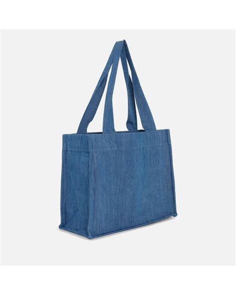 Ganni Large Easy Denim Tote Bag In Blue Lyst