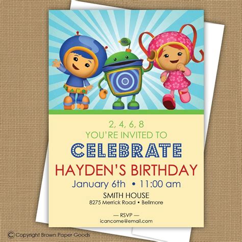 Team Umizoomi Birthday Invitation By Brownpaperstudios On Etsy