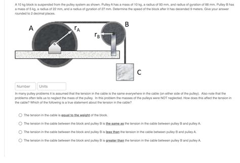 Solved A 10 Kg Block Is Suspended From The Pulley System As Chegg