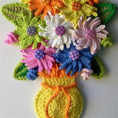 Vase Of Flowers Crochet Flowers Crochet Flower Patterns Crochet Crafts