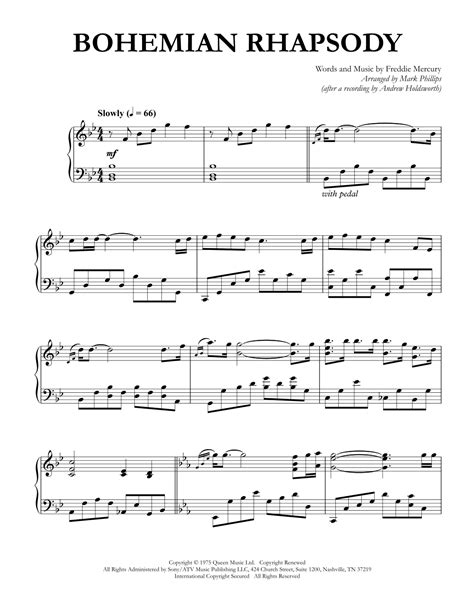 Bohemian Rhapsody Arr Mark Phillips By Queen Sheet Music For Piano