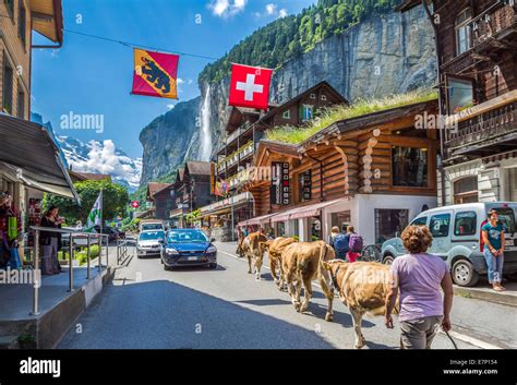 Canton Berne Bernese Oberland Waterfall Lauterbrunnen Switzerland