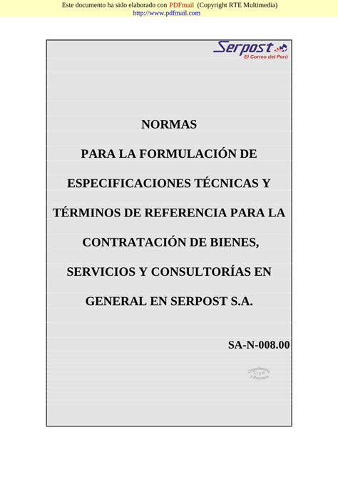 Pdf Normas Para La Formulaci N De Especificaciones Sa N