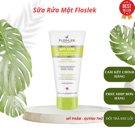 Sữa Rửa Mặt Floslek Cho Da Dầu Mụn Anti Acne Bacterial Face Cleansing