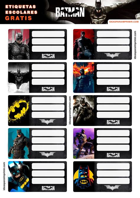 Etiquetas Escolares De Batman Gratis Para Editar E Imprimir