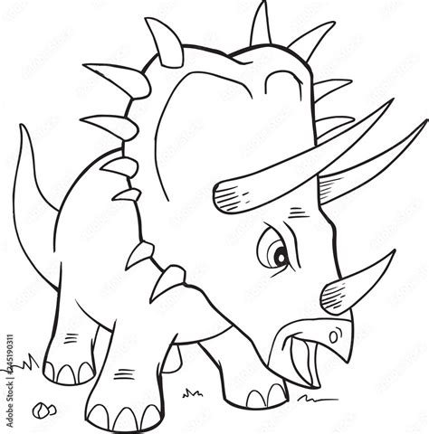 Triceratops Dinosaur Coloring Page Vector Illustration Art Stock Vector ...