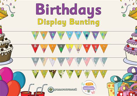 Eyfs Birthdays Display Bunting Grammarsaurus