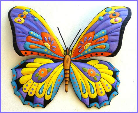 Hand Painted Metal Butterfly Wall Art Metal Wall Decor Butterfly Art