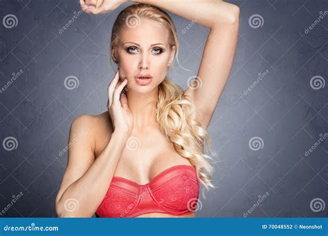 Blonde Woman In Lingerie Stock Photo Image Of Eyes 70048552