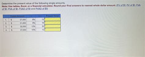 Solved Determine The Present Value Of The Following Single Chegg