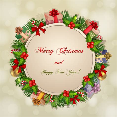 Christmas Wreath Greeting Card Vector Free Download